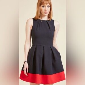 Closet London Black and Red Fit and Flare Dress Like New US 12 / UK 16